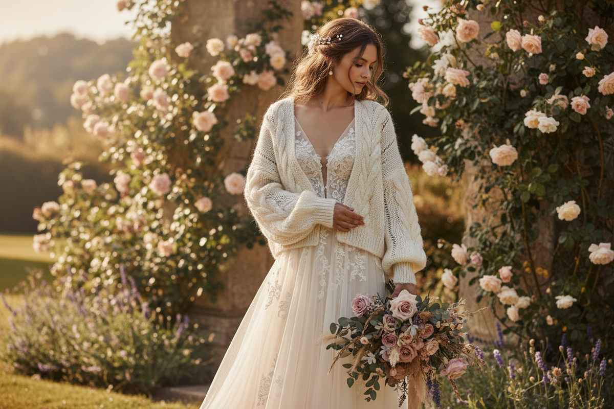 Hochzeit-Fashion für Herbstbräute – Kuschlige Strickjacken & Boleros