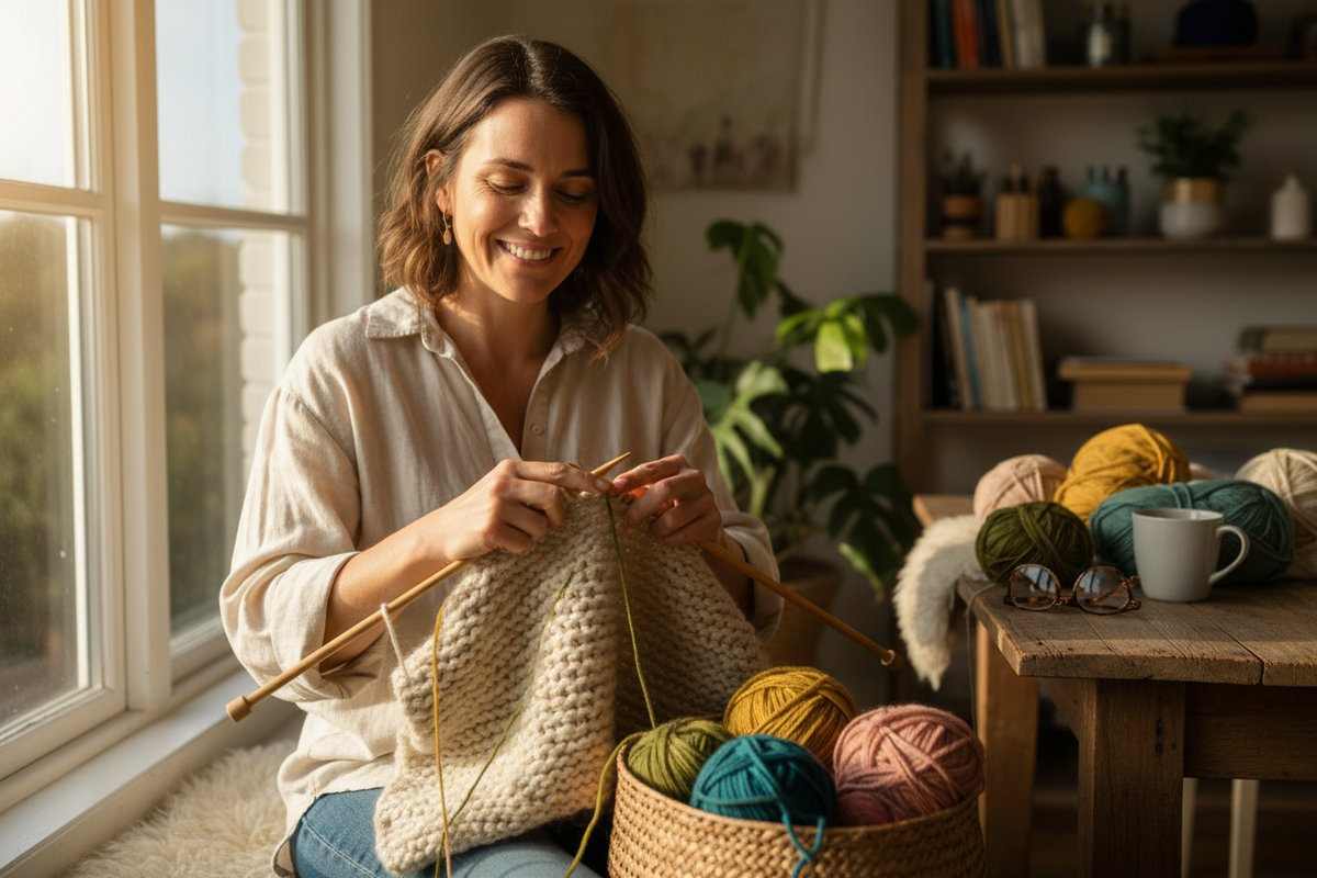knitting pattern and wool