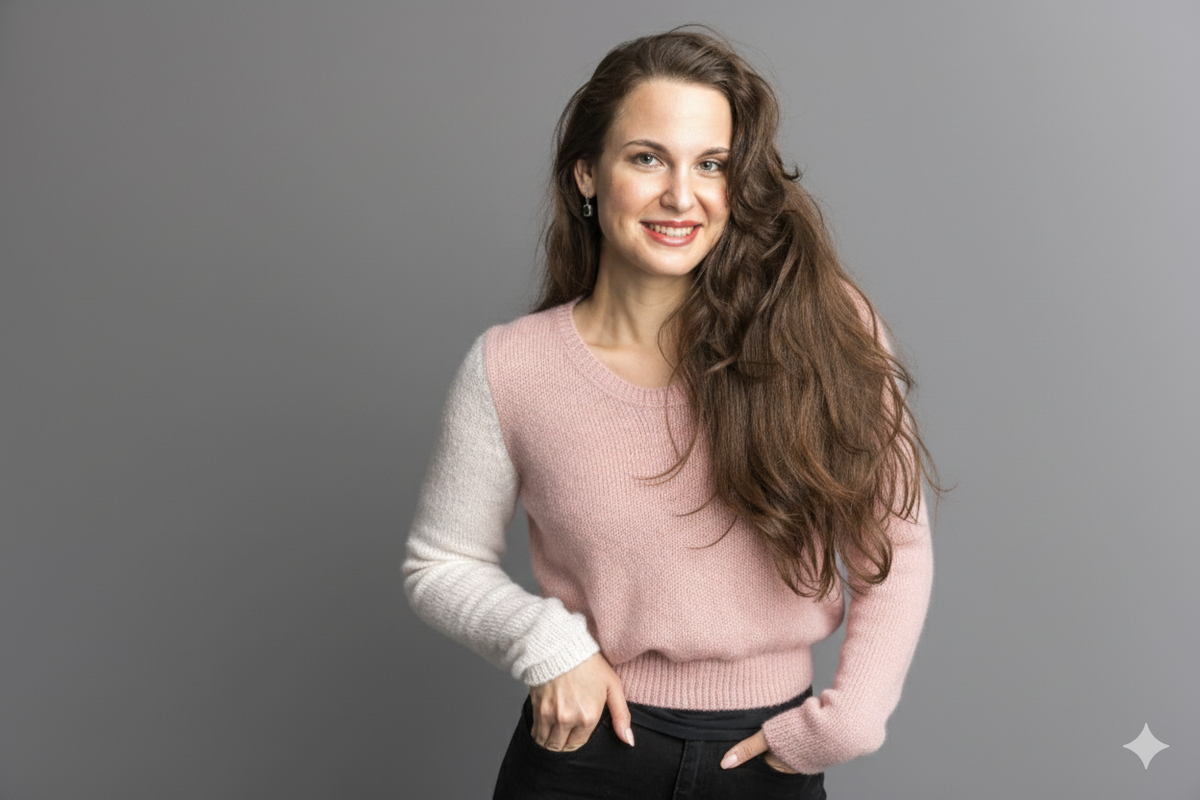 Zweifarbiger Baby Alpaka Pullover Rosa & Weiß – PDF Strickanleitung
