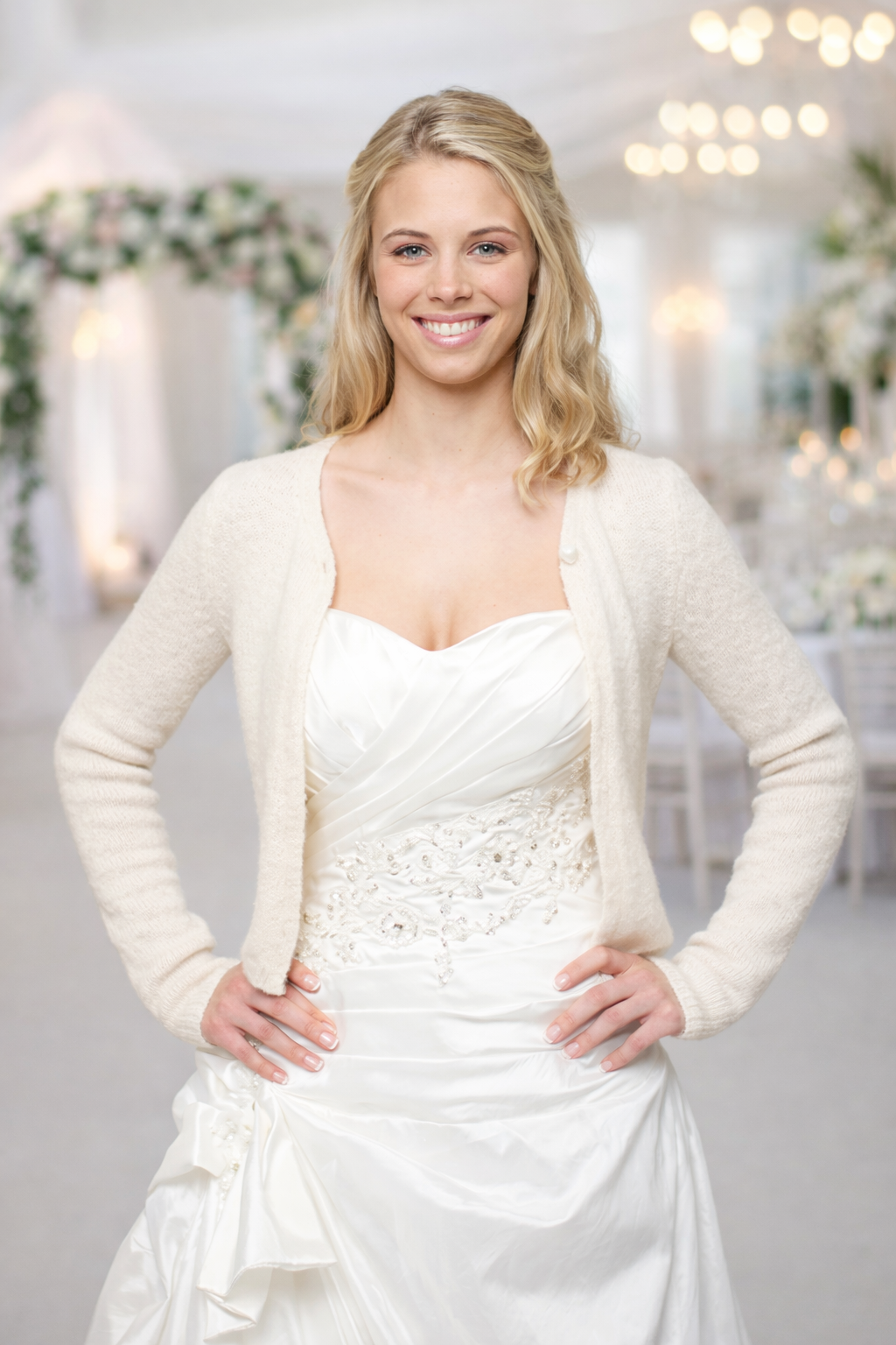 Strickanleitung Brautcardigan ivory