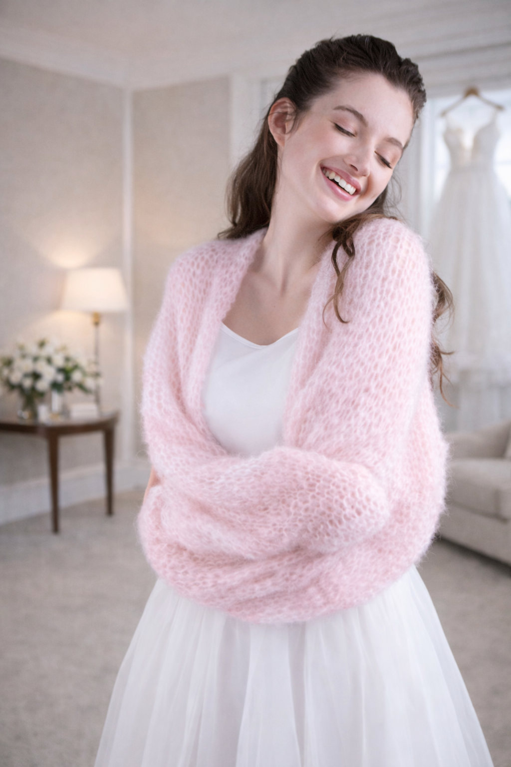 Braut Jacke aus Ingenua Mohair rosa