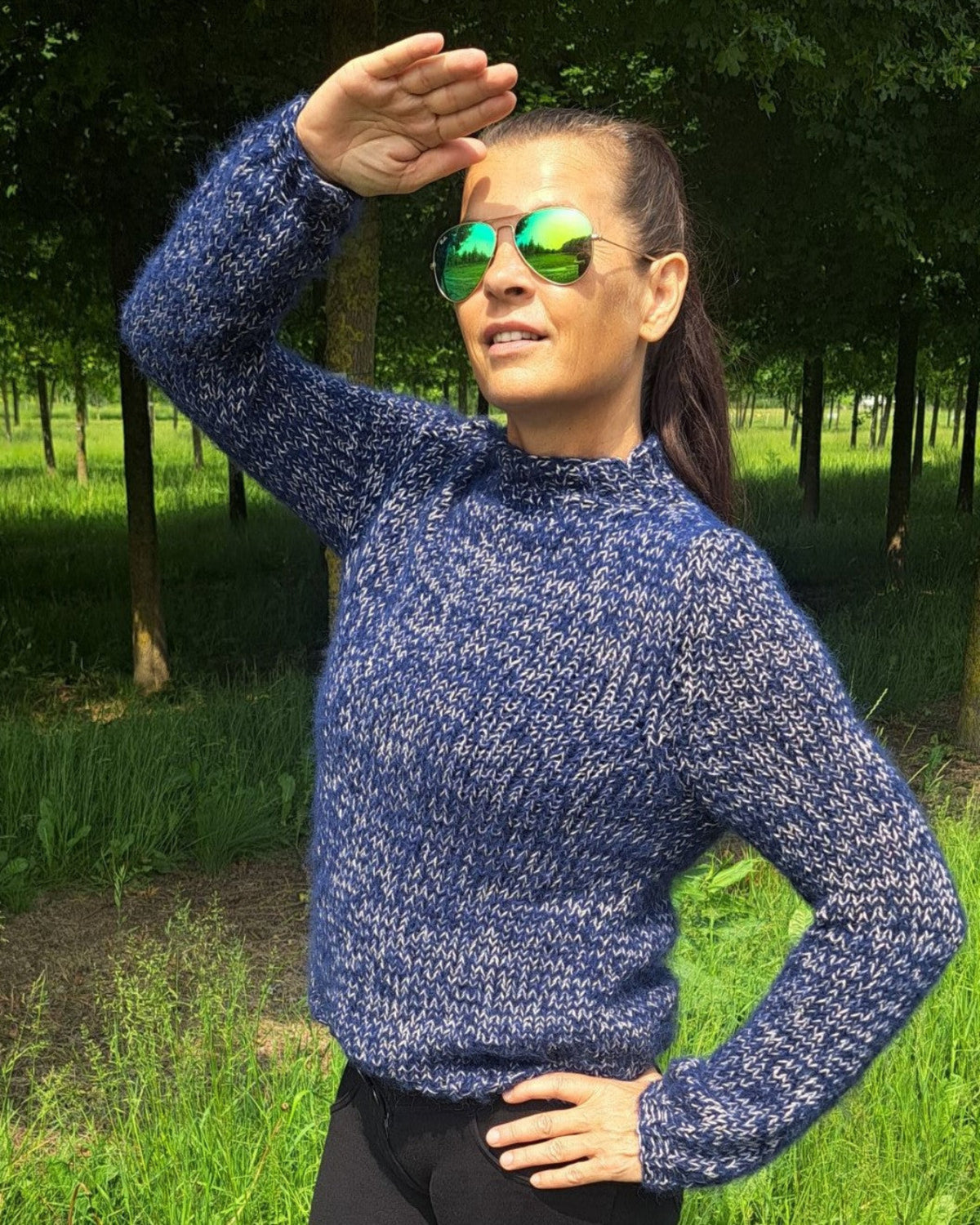 Pullover Glitzer und dunkelblau