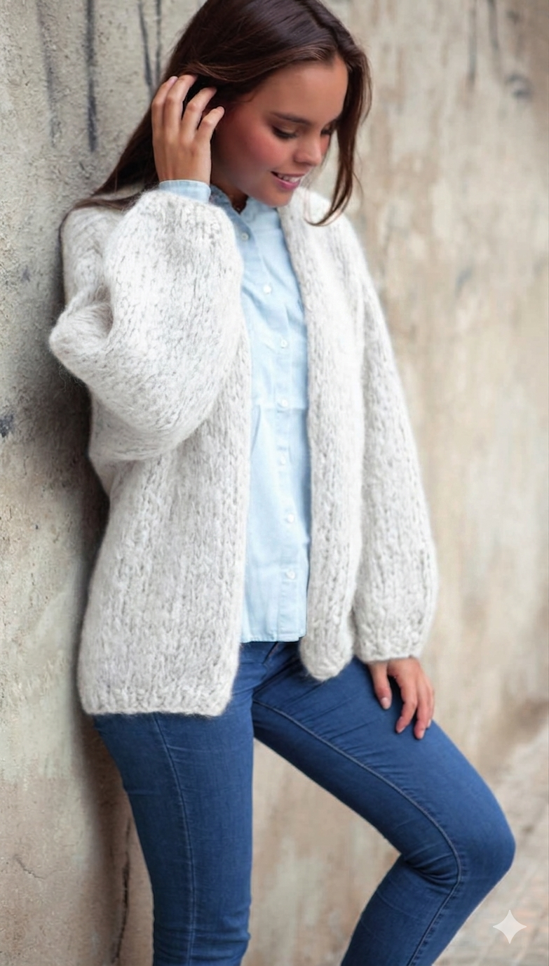 Mohair Cardigan weiß