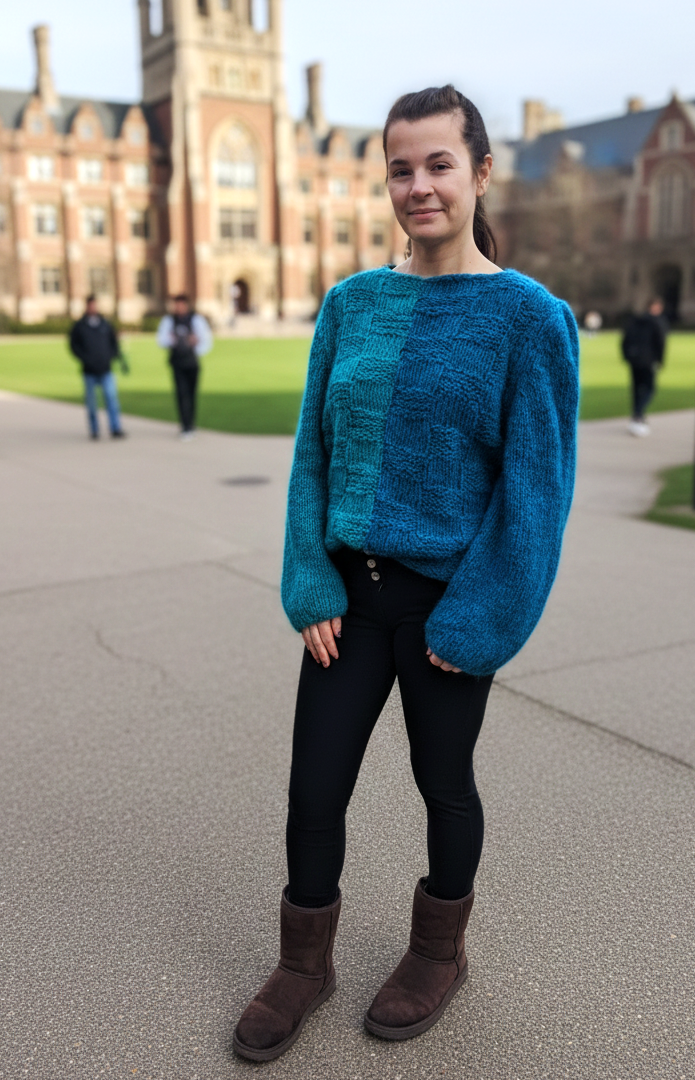 Oversize Strickpullover zweifarbig Uni