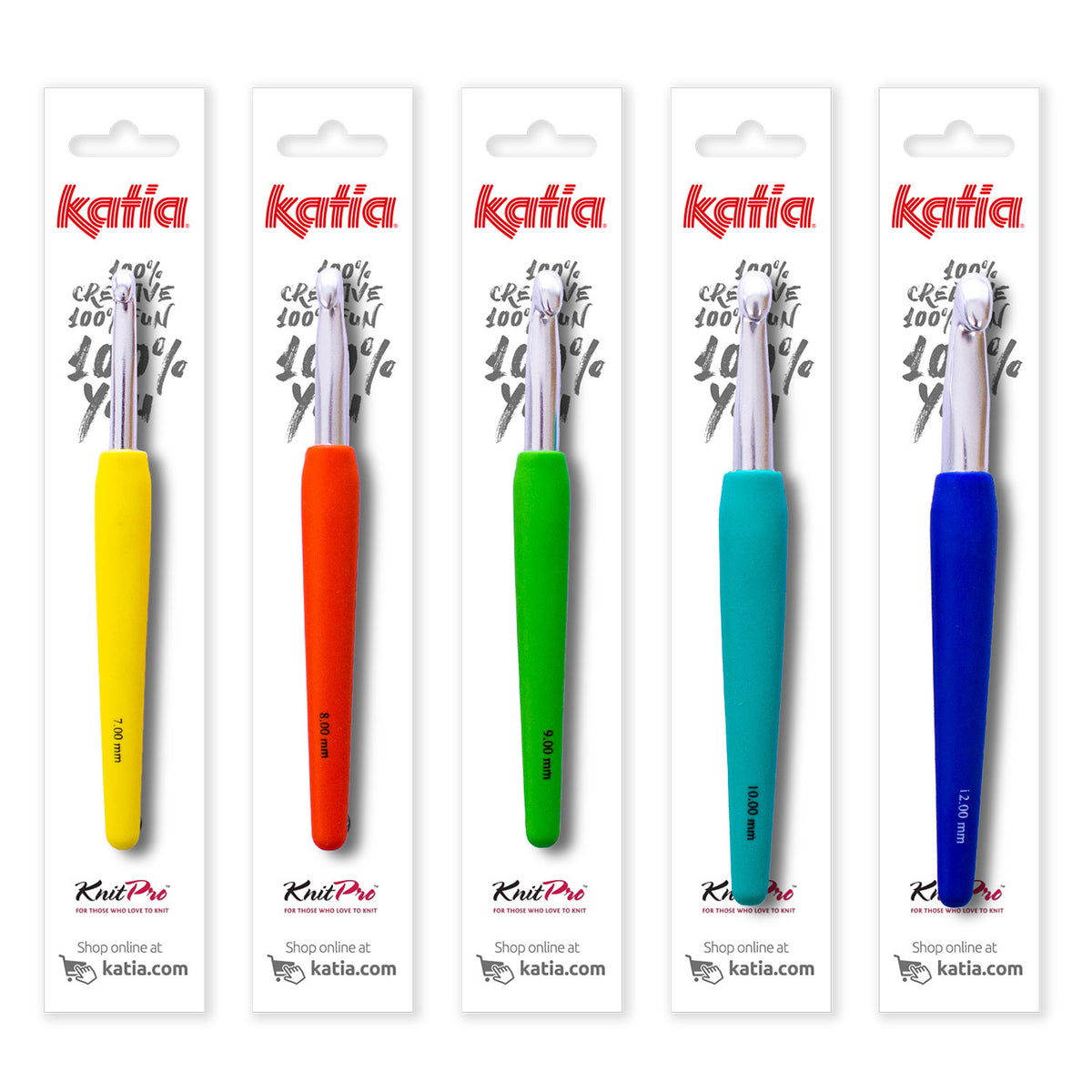 Häkelnadeln von Katia – Aluminium, Größen 4, 5, 10 & 12mm