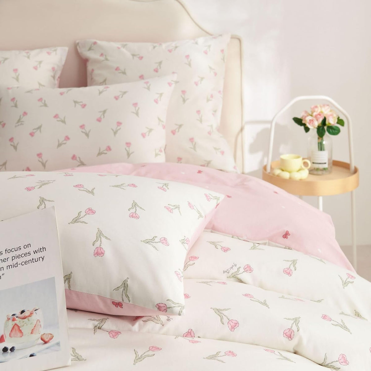 Bettwäsche mit Blumen bedruckt