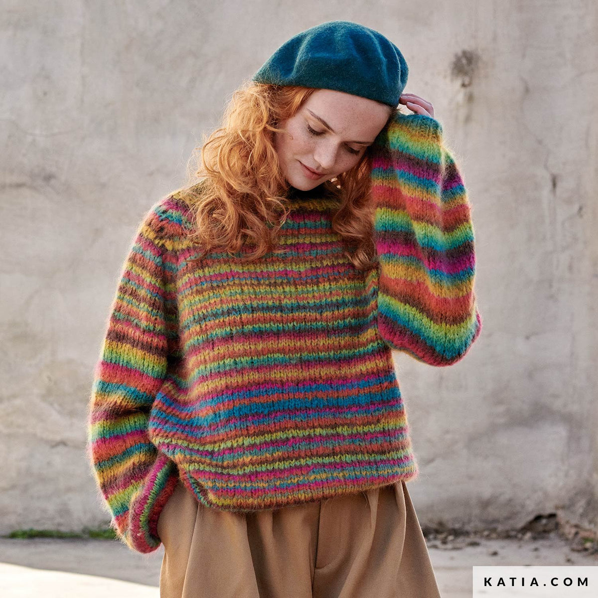 Bunter Strickpullover mit multicolor Wolle