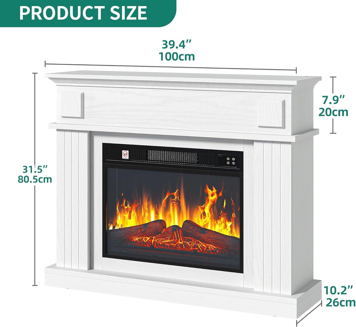 Kamin weiß in Holzlook klassisch