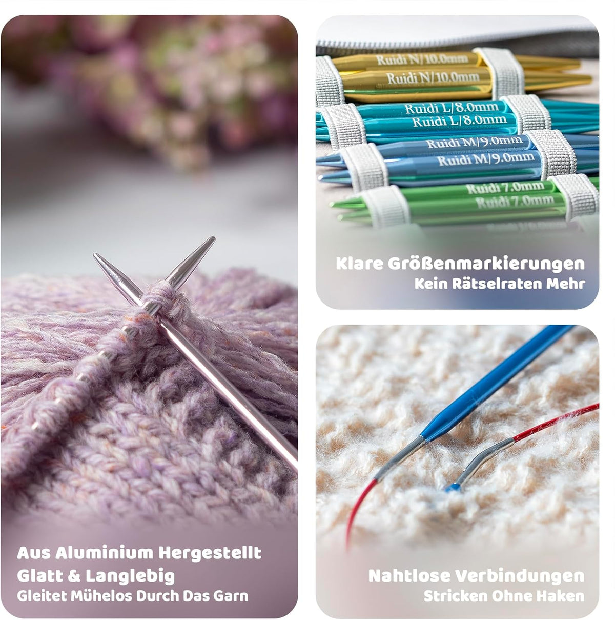 Stricknadelset mit Tasche Metall