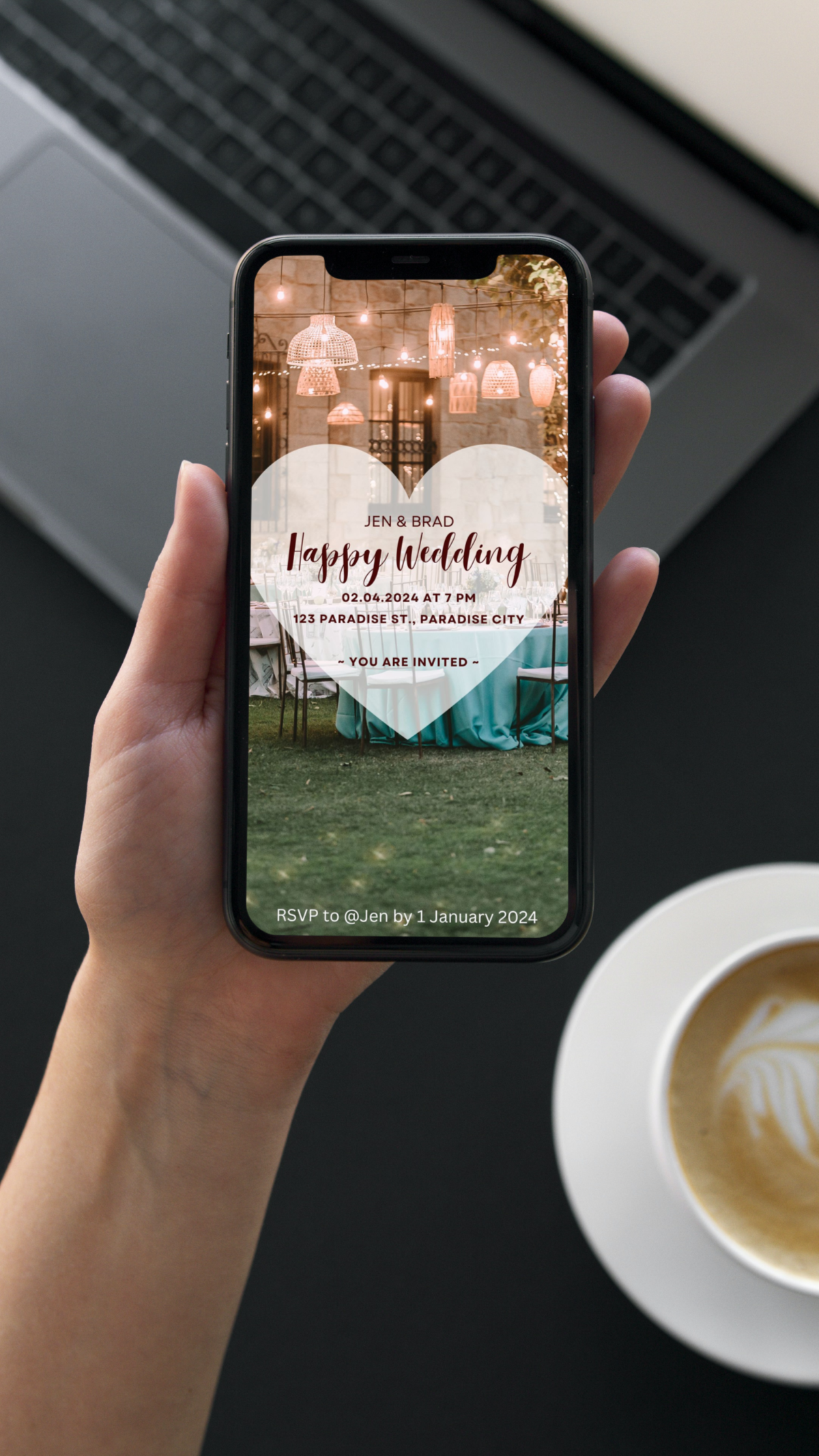 Digital wedding invitation garden party