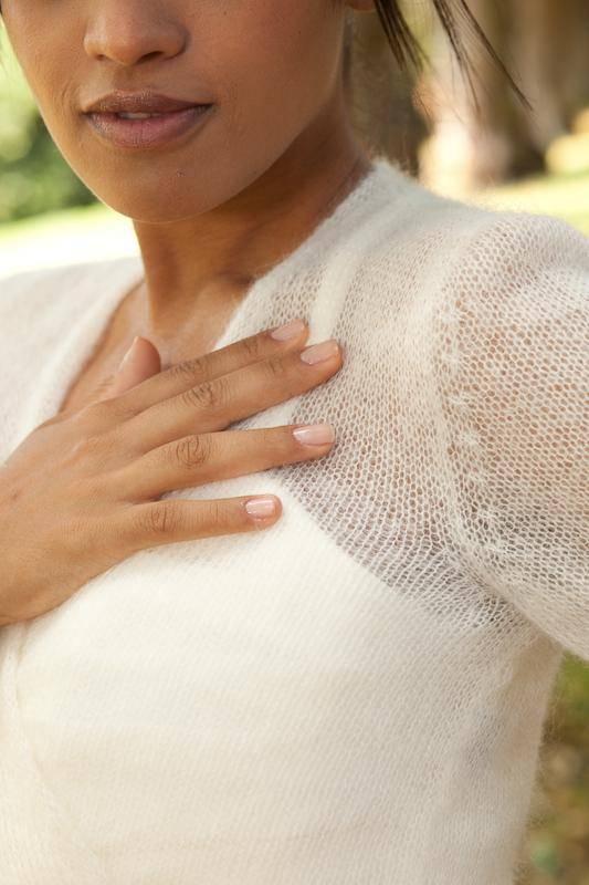 For You: Strickjacke Bolero aus Mohair zum Wickeln - Beemohr