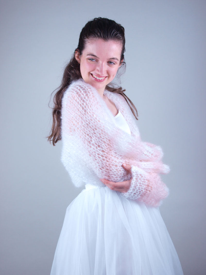Strickset: Leichter Bolero mit langem Arm in zwei Farben AIR - Beemohr