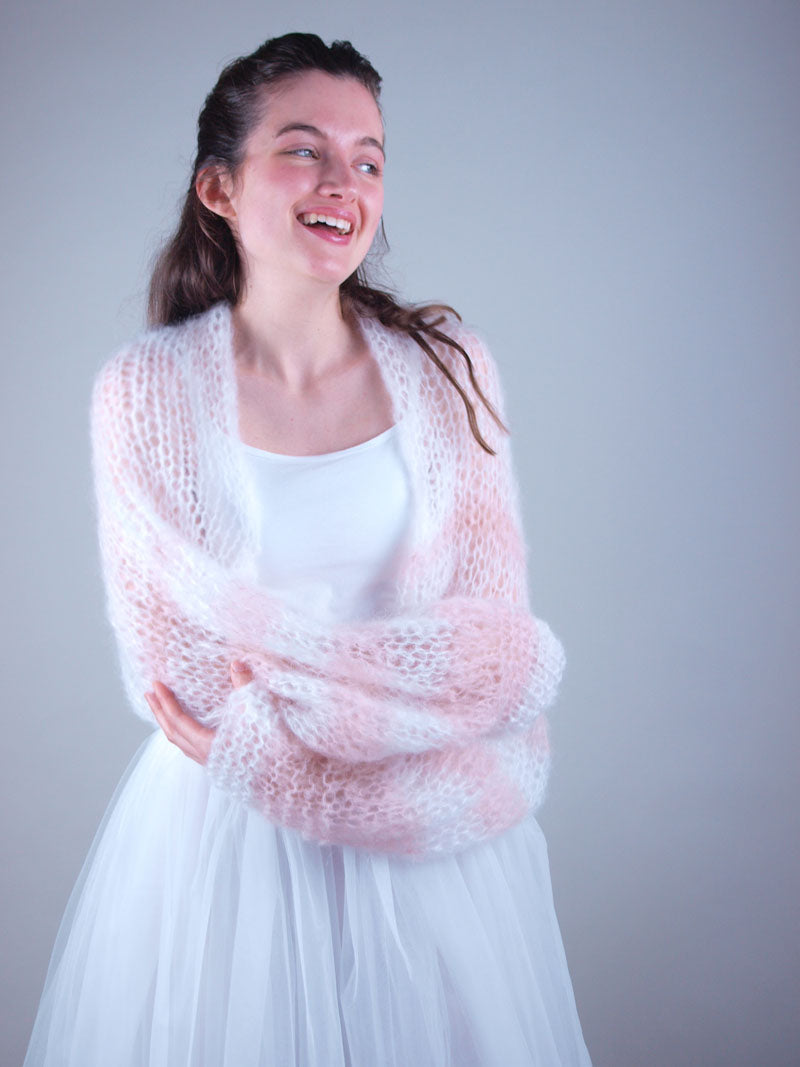Strickset: Leichter Bolero mit langem Arm in zwei Farben AIR - Beemohr