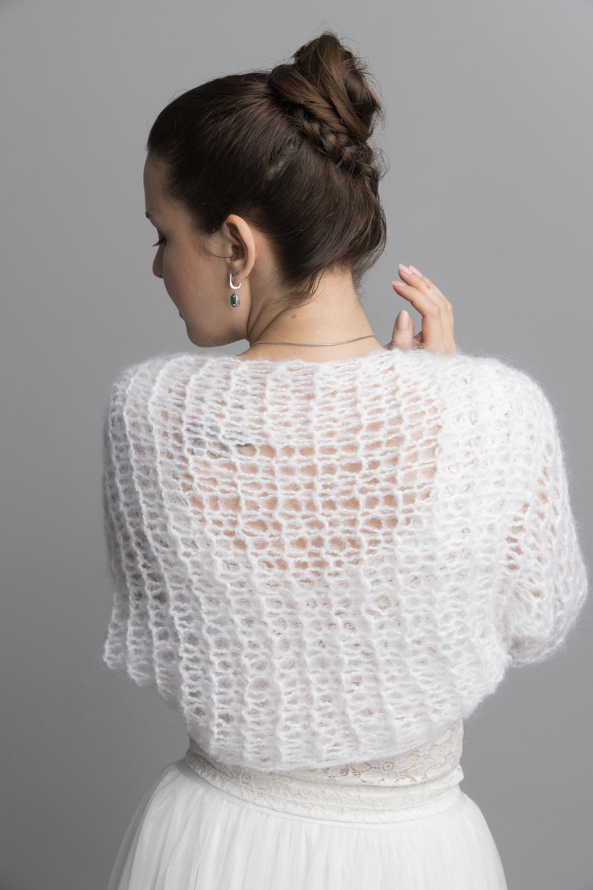 Leichter lockerer Bolero NOVY für Hochzeit und Freizeit aus einem weichen Mohair Mix - Beemohr