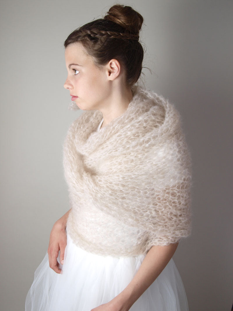 beemohr knitting etsy Stola beige