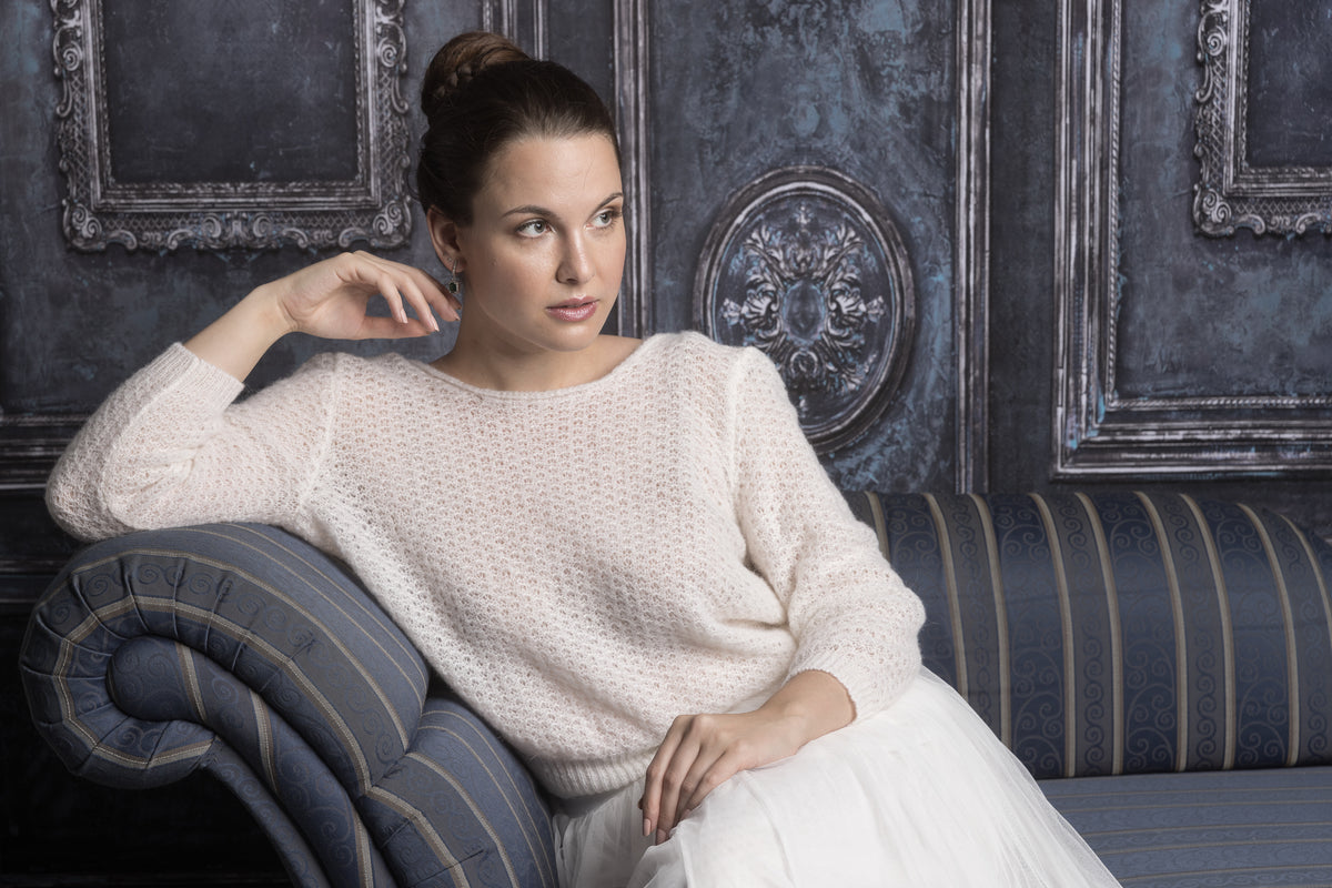 Brautpullover CHILLY im Lacemuster mit extra großem Rückenausschnitt - Beemohr
