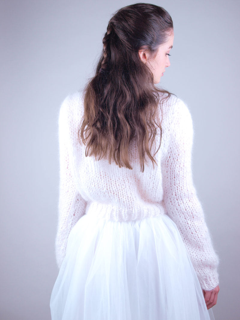 Strickanleitung für einen Strickpullover aus Mohair - Beemohr