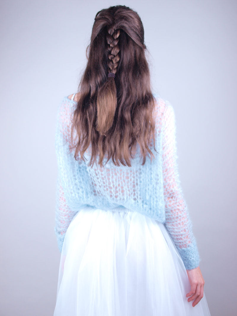 Strickanleitung: Brautpullover locker in grober Masche gestrickt aus Ingenua Mohair - Beemohr