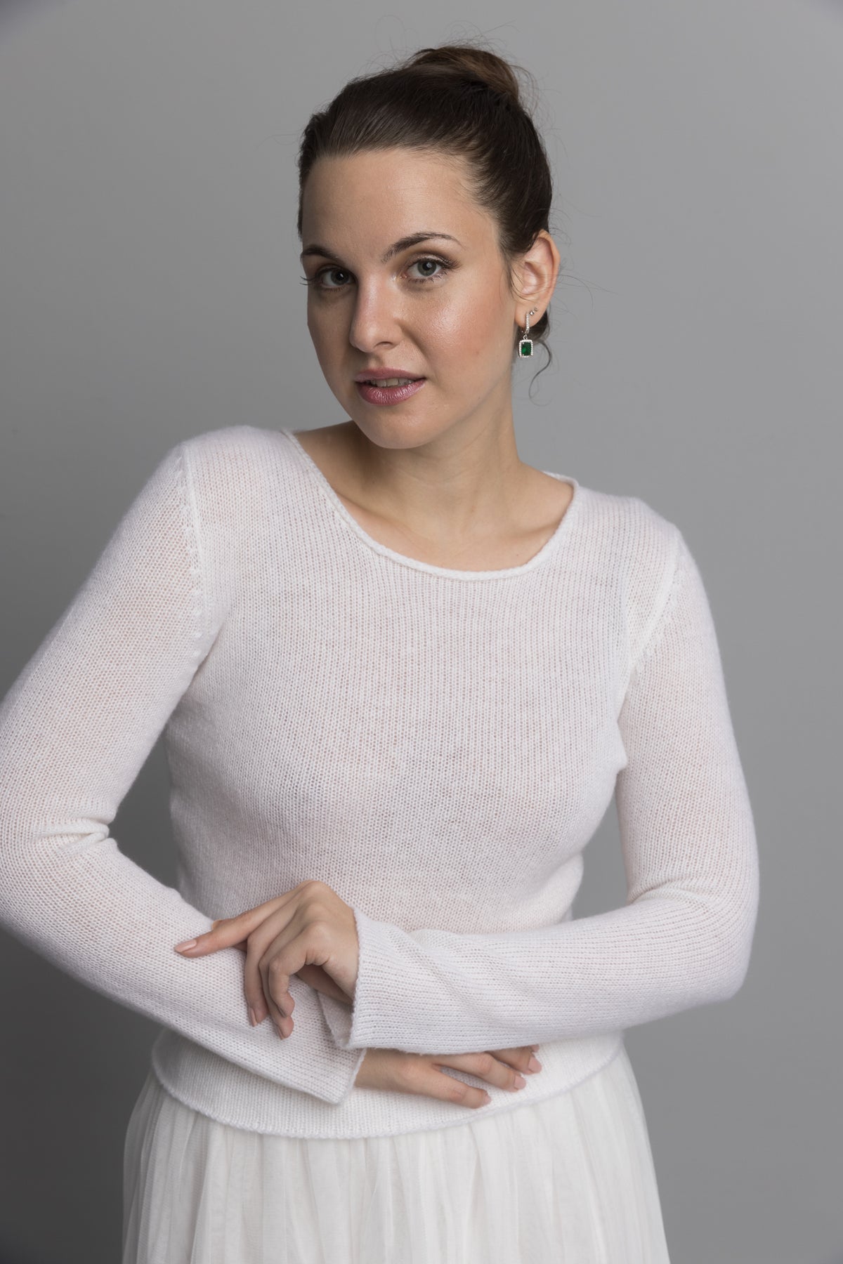 Braut Pullover HANNAH ivory und weiß eng anliegend - Beemohr