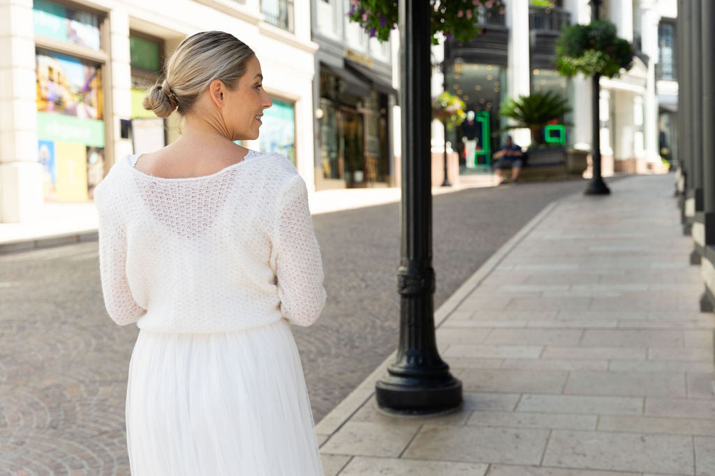 Brautpullover CHILLY im Lacemuster mit extra großem Rückenausschnitt - Beemohr