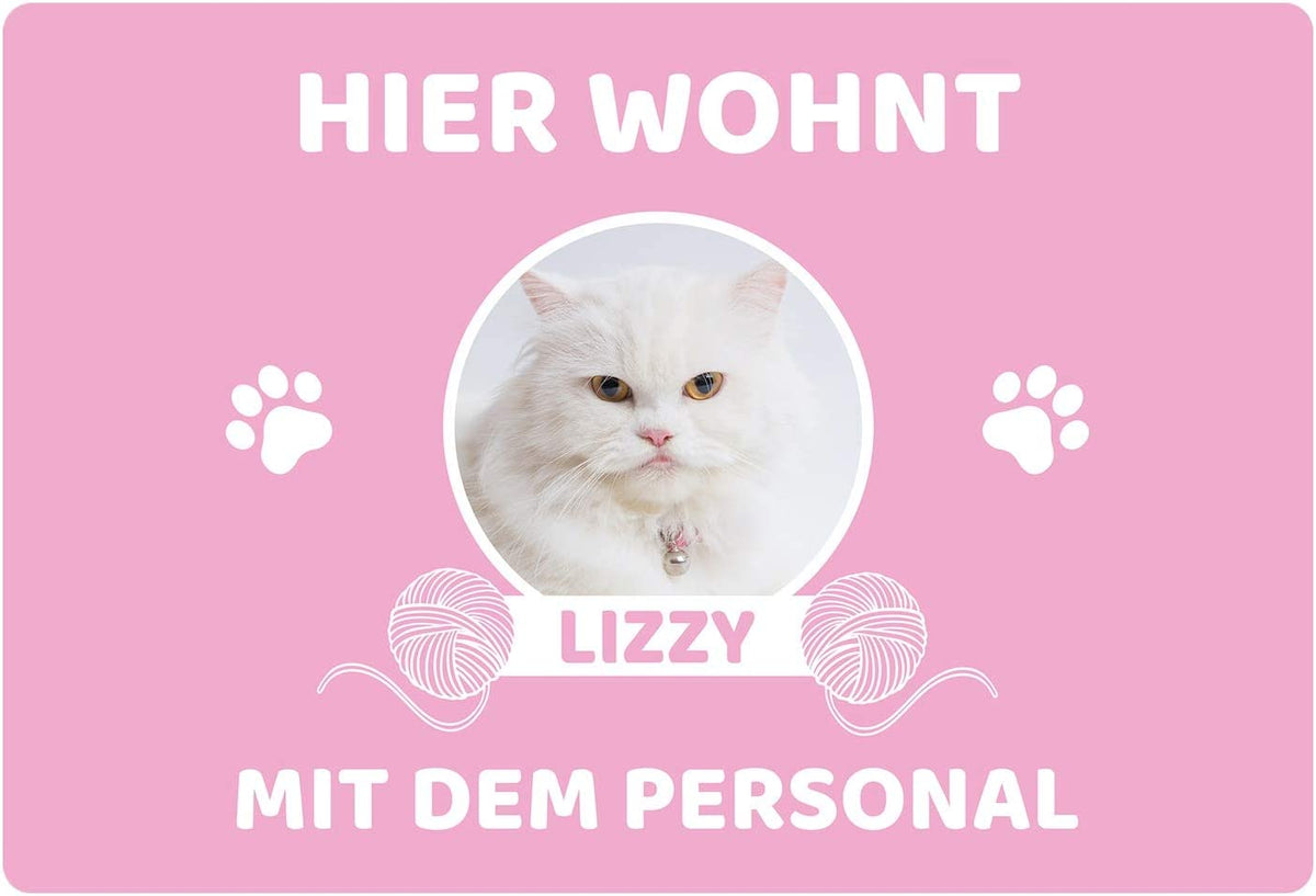 Fußmatte mit Katze weiß rosa