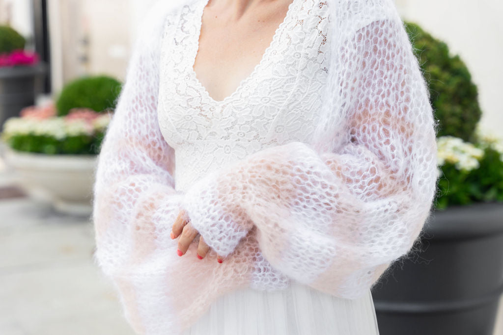 Strickset: Leichter Bolero mit langem Arm in zwei Farben AIR - Beemohr