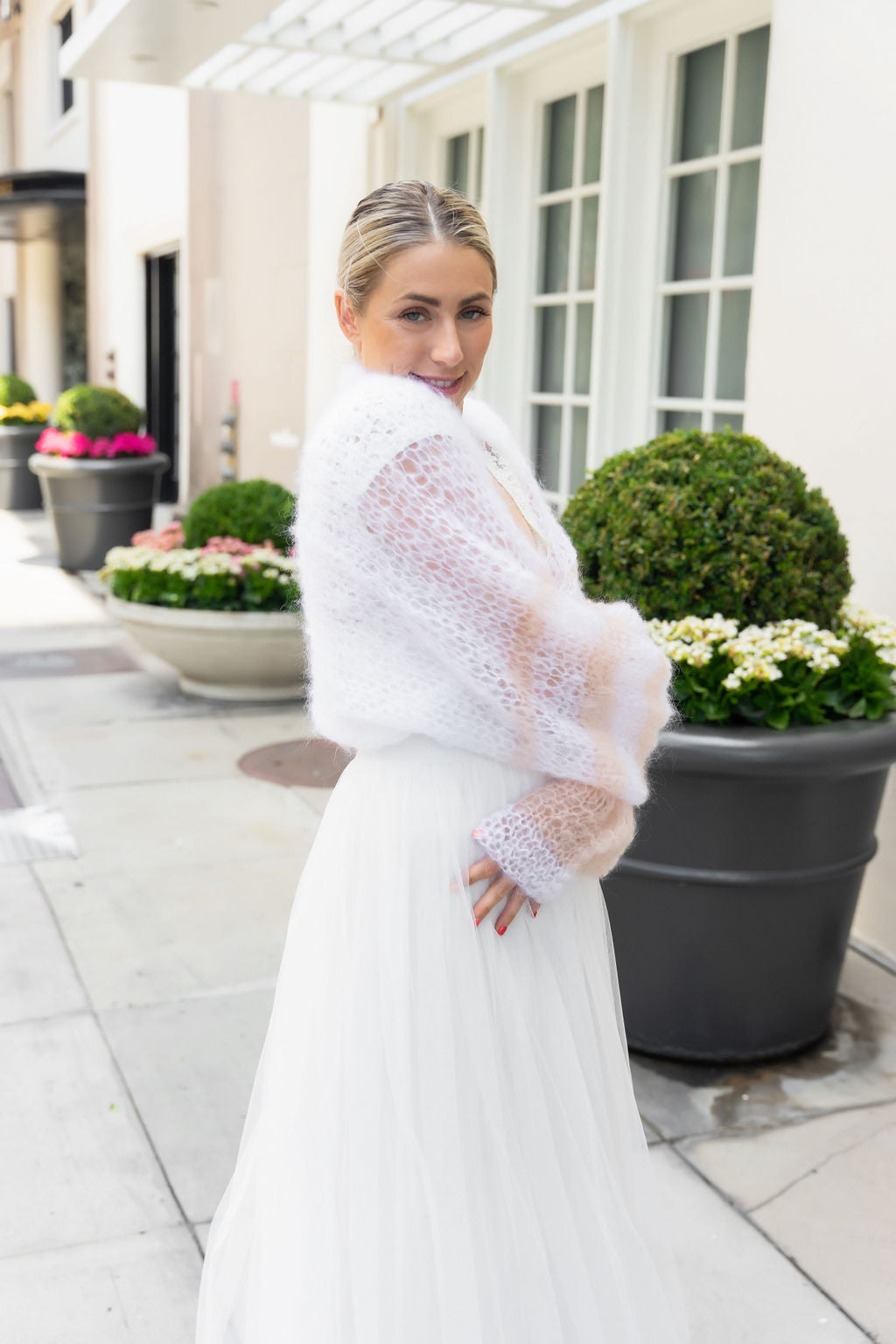 Strickset: Leichter Bolero mit langem Arm in zwei Farben AIR - Beemohr