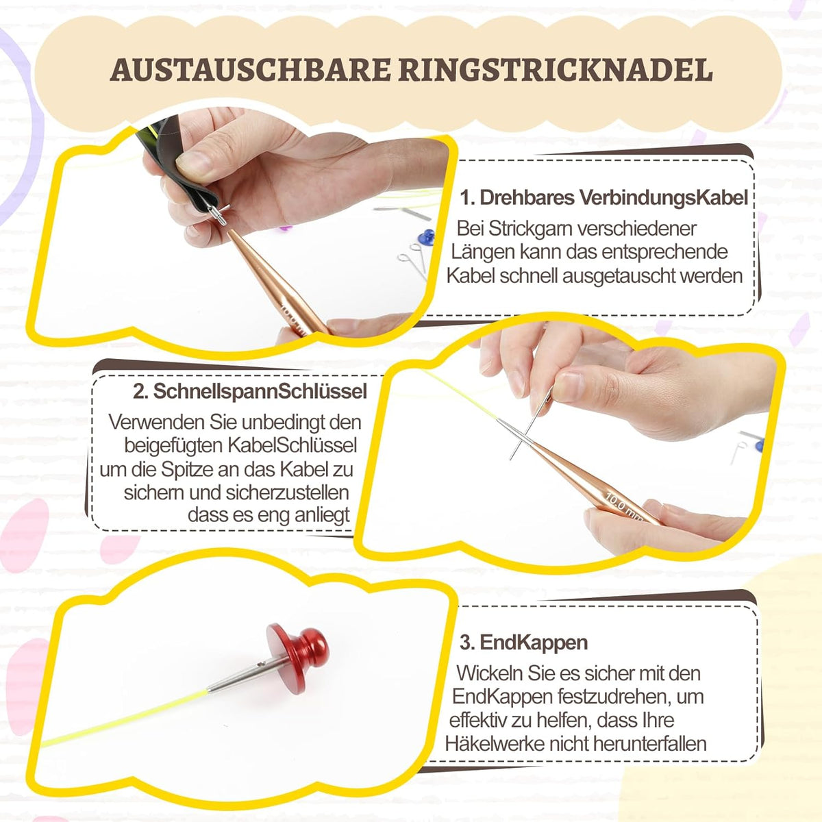 Stricknadelset bronze 3 - 10 mm wieder verwendbar