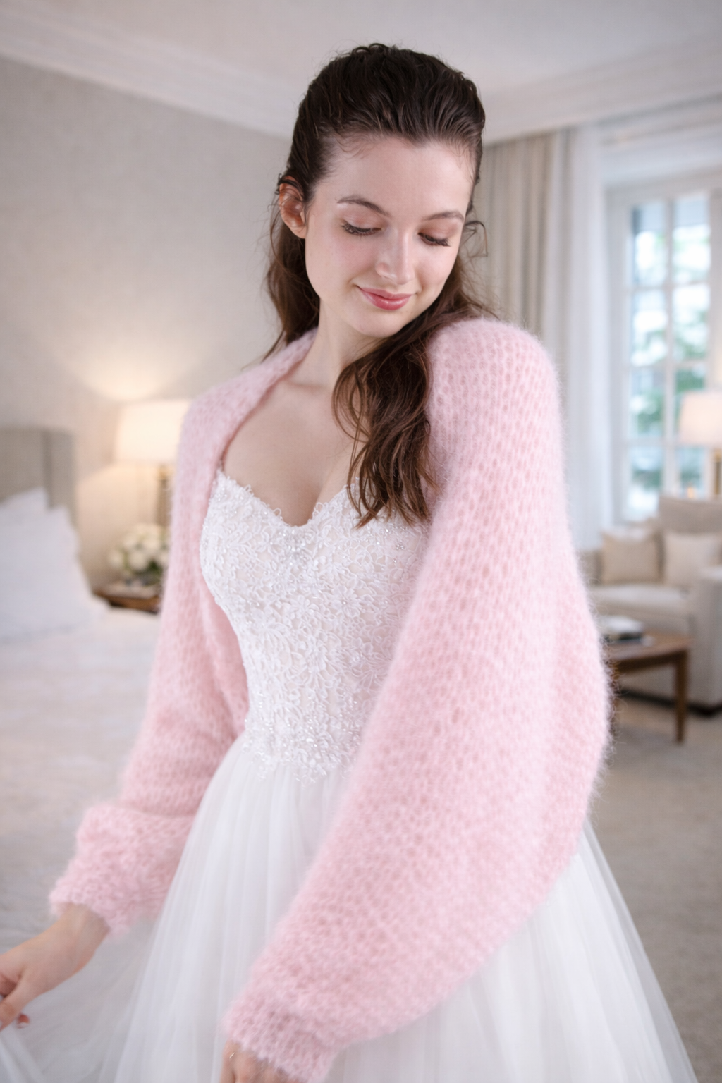 Braut Bolero aus Ingenua Mohair rosa