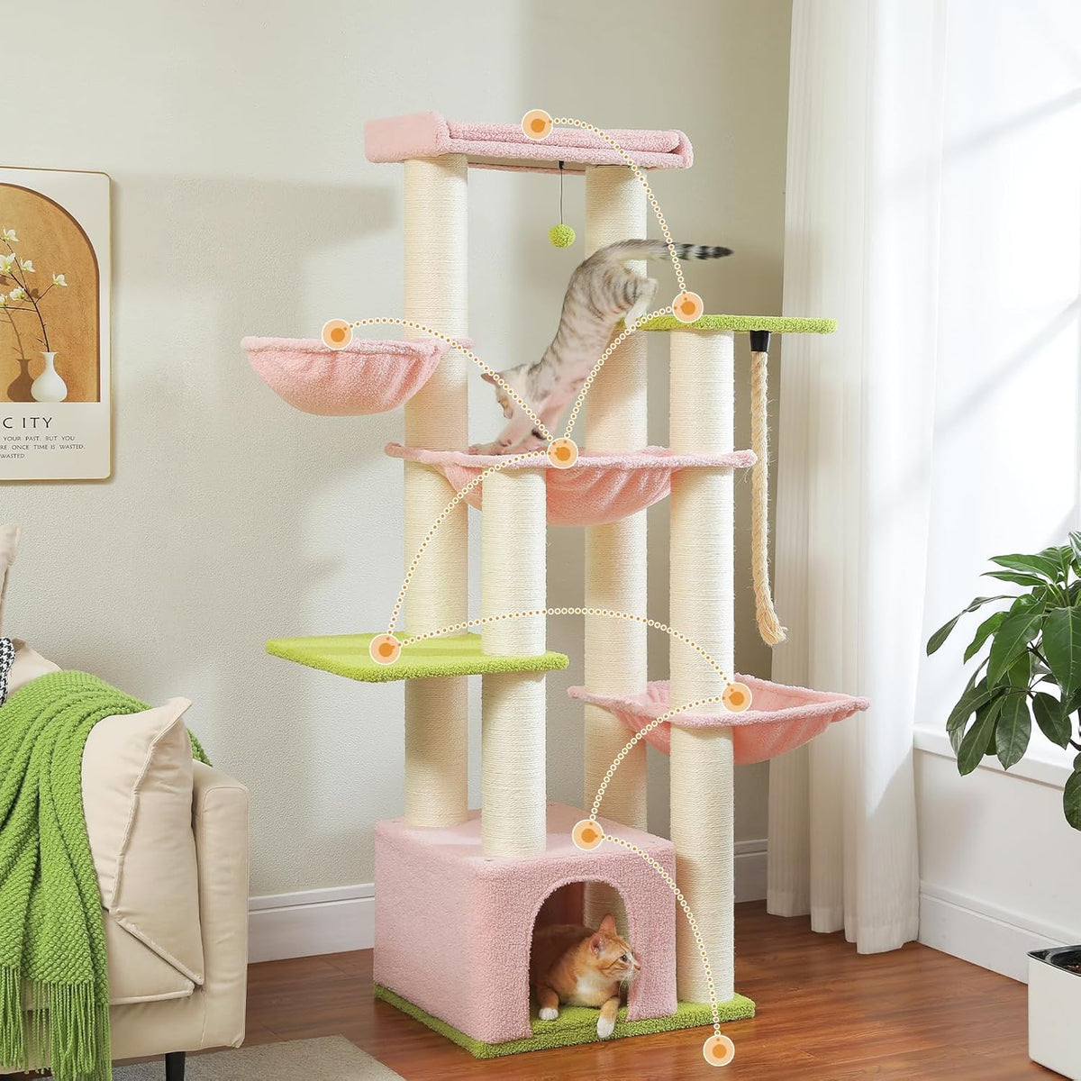 Premium Kratzbaum rosa beige