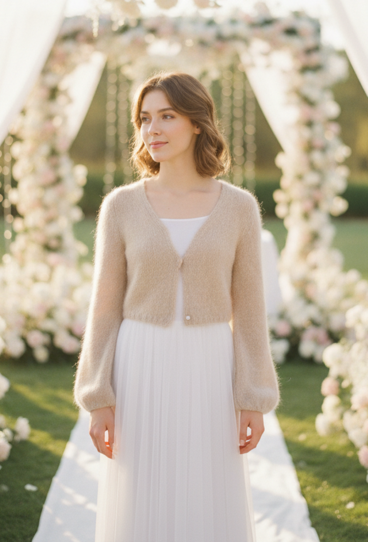 Cardigan mit Ballonärmeln für die Strickanleitung von Beemohr