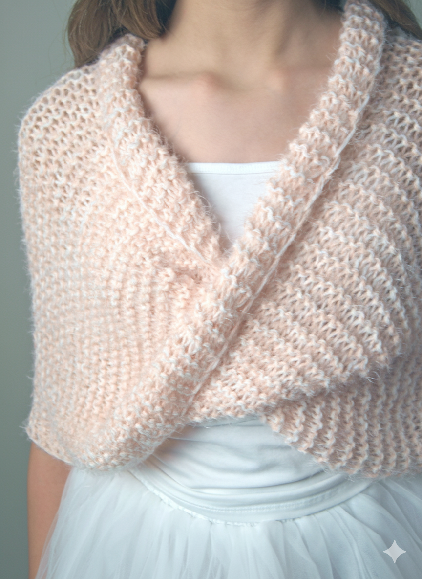 Strickloop in rosa passend für Hochzeiten