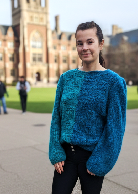 Oversize Strickpullover zweifarbig