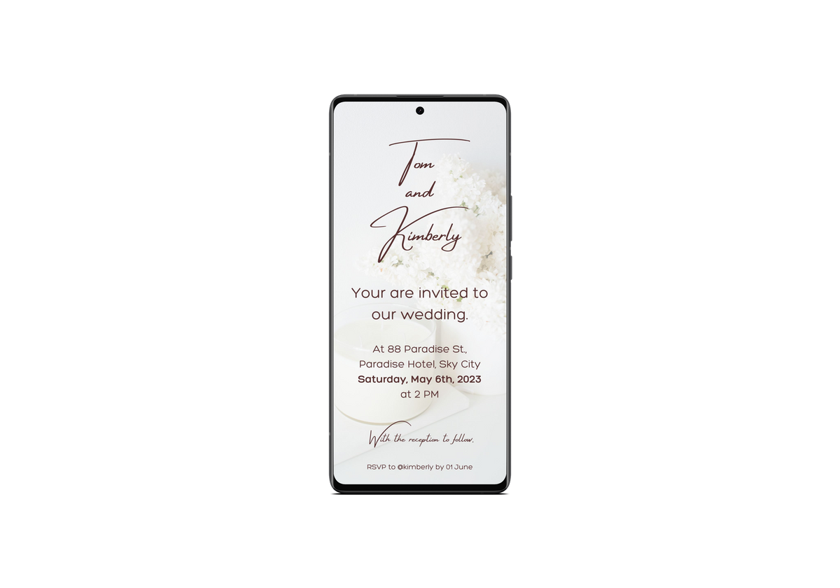 Wedding inviation white minimalistic