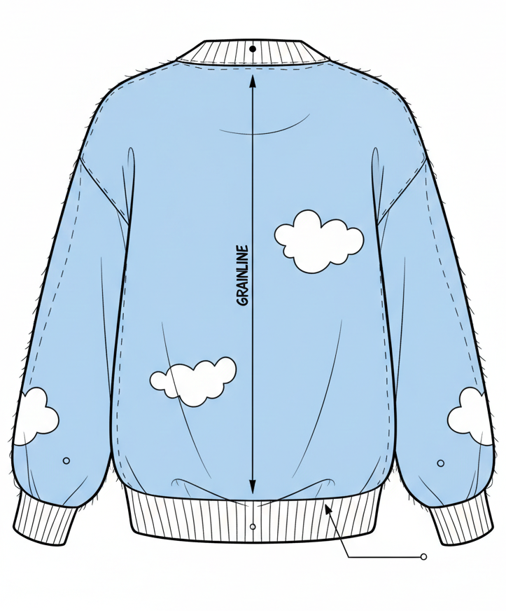 Strickjacke mit Wolken Zeichnung