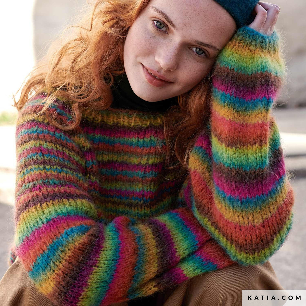 Bunter Strickpullover mit multicolor Wolle
