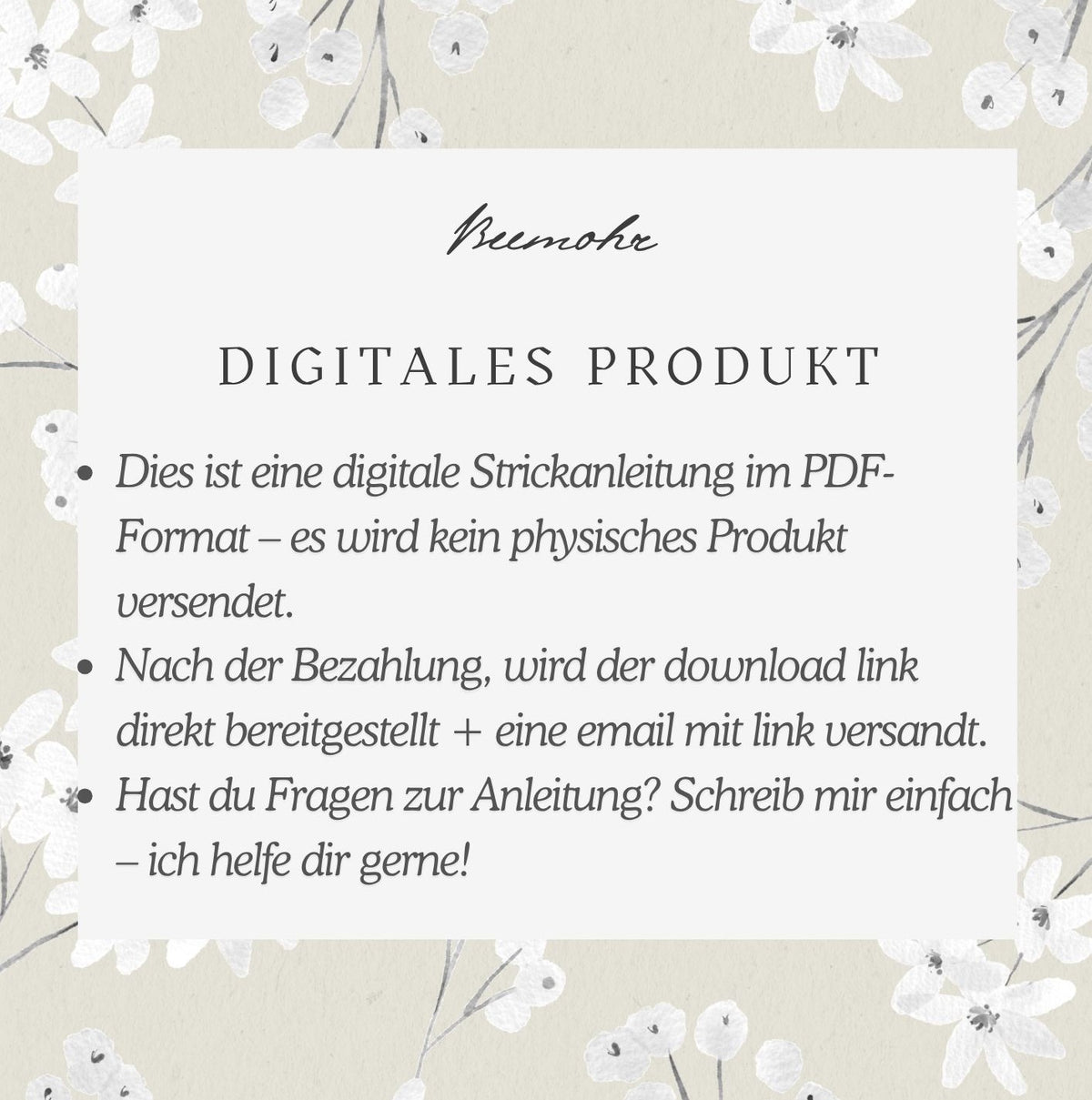 Info zu digitalem Download der Strickanleitung