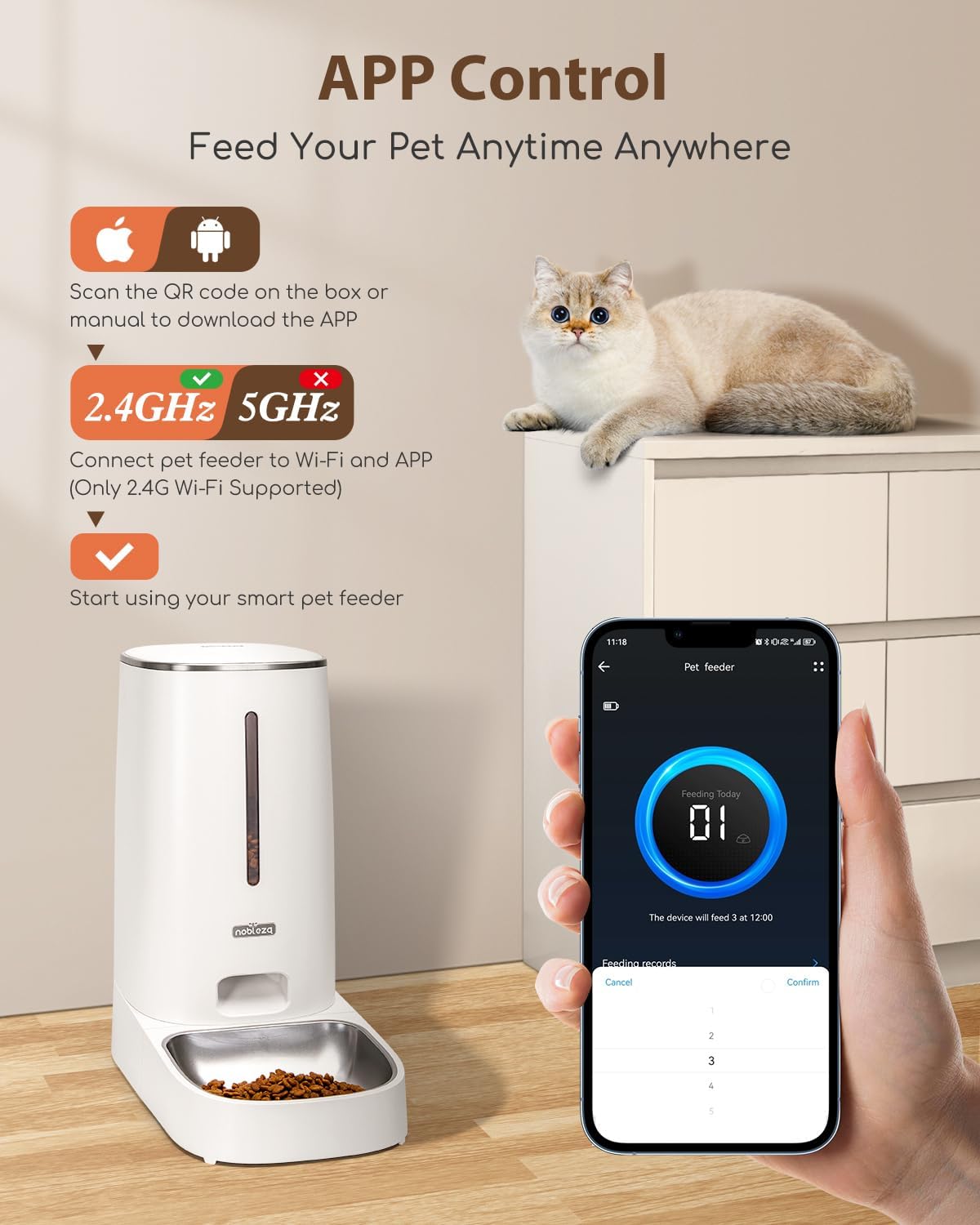 Futterautomat für Katze und Hund mit APP Control