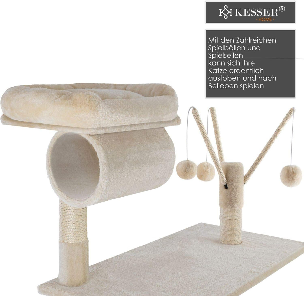 Kratzbaum in beige stabil und stylish zum Spielen