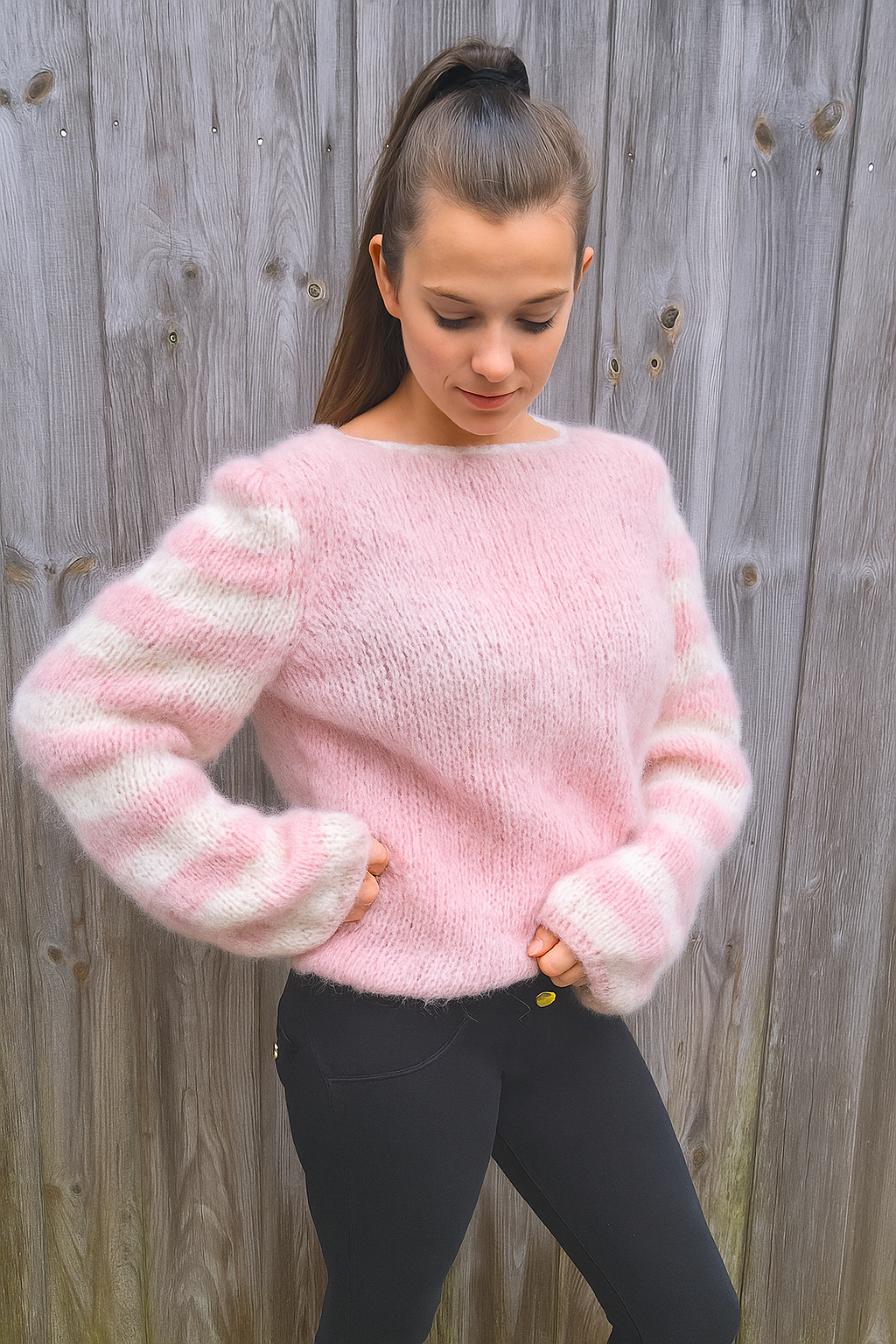 Gestreifter Strickpullover Rosé & Creme – PDF Strickanleitung Frühling