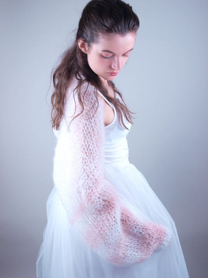 Strickset: Leichter Bolero mit langem Arm in zwei Farben AIR - Beemohr