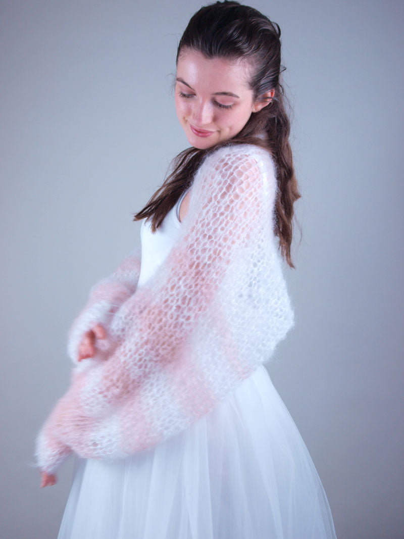 Strickset: Leichter Bolero mit langem Arm in zwei Farben AIR - Beemohr