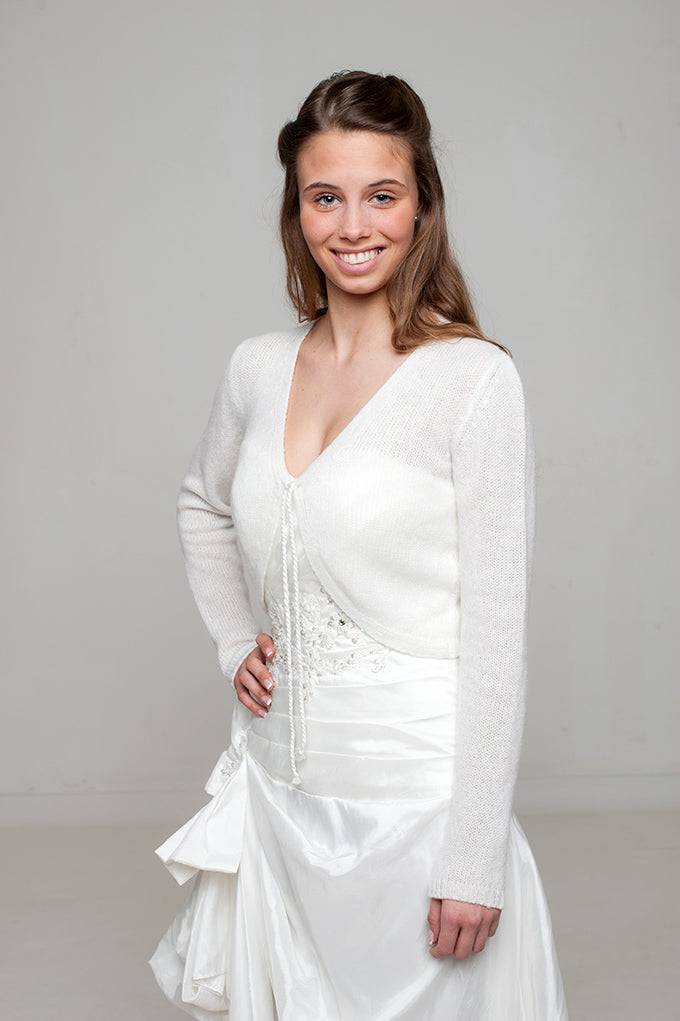 Strickset Merino Cardigan Marie für ihr Brautkleid mit Kordel - Beemohr