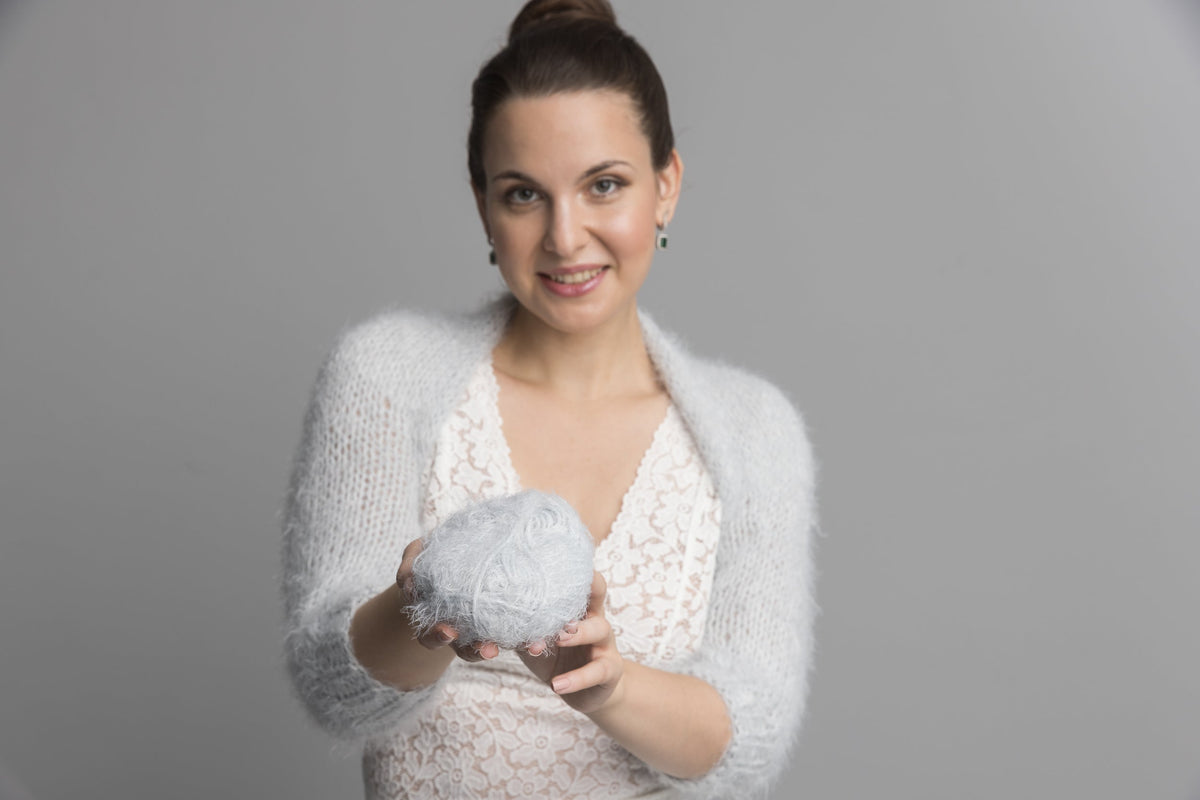 Knit Kit: Flauschiger Bolero DUST mit 3/4 Arm kuschelig weich - Beemohr