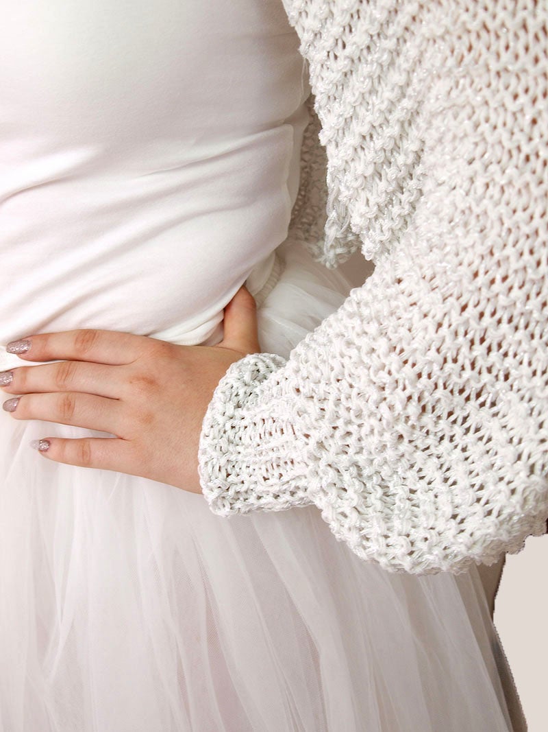 Strickanleitung für einen festlichen Bolero aus einem Glitzer Mix - Beemohr