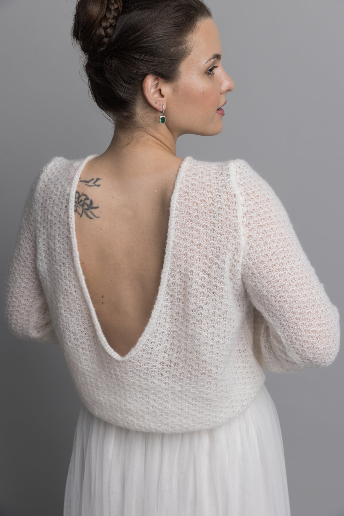 Brautpullover CHILLY im Lacemuster mit extra großem Rückenausschnitt - Beemohr