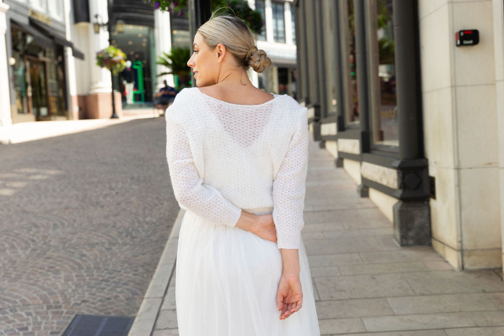 Brautpullover CHILLY im Lacemuster mit extra großem Rückenausschnitt - Beemohr