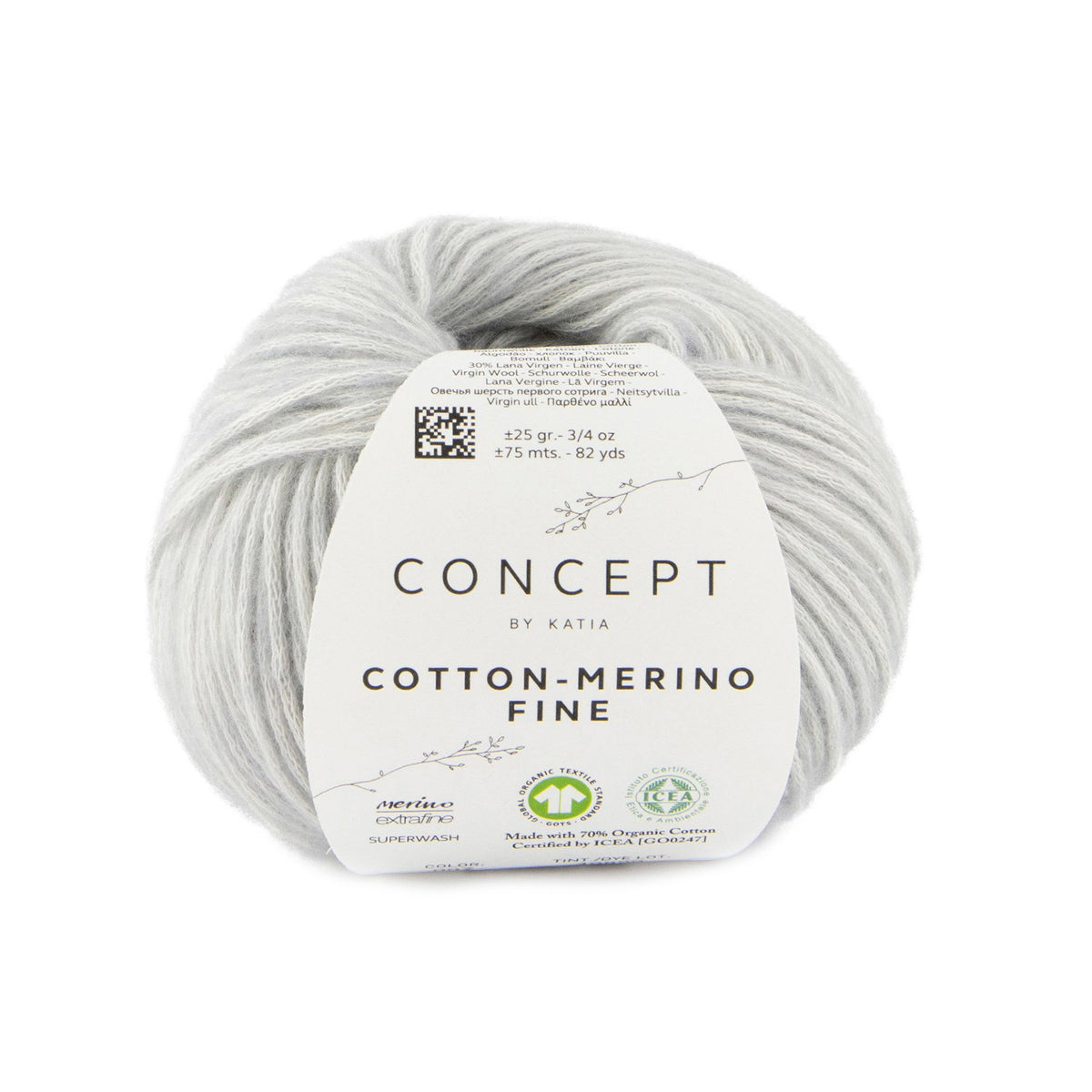 Cotton merino fine GOTS Siegel Katia grau